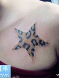 美女锁骨处漂亮的豹纹五角星纹身图案
