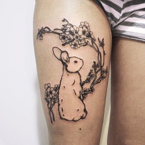 点击大图看下一张：可爱的小兔子图案纹身图3
