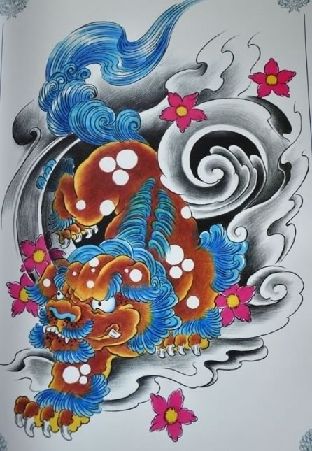 点击大图看下一张：彩色唐狮caisetangshi纹身手稿素材欣赏图2
