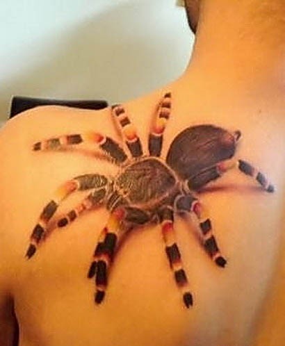 点击大图看下一张：专业纹身会所：肩膀超酷蜘蛛文身图片作品图2