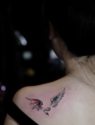 恶魔天使翅膀肩部纹身图案