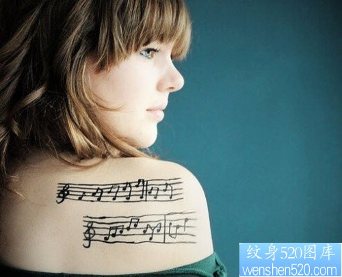 点击大图看下一张:图腾音符纹身图片:肩部图腾音符纹身图片纹身作品