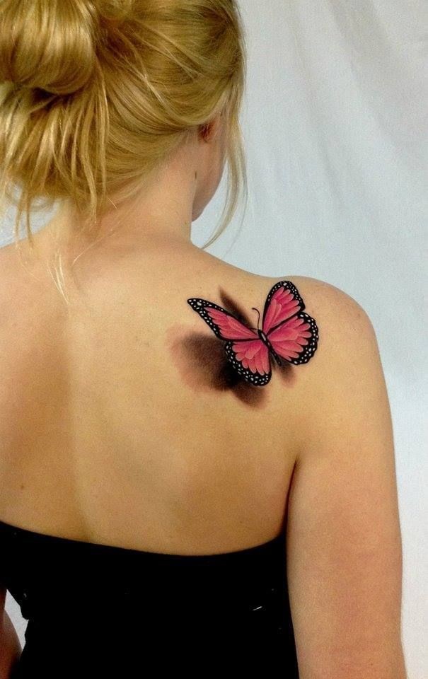 点击大图看下一张：一组女人肩部图腾蝴蝶纹身图片由纹身520图库推荐