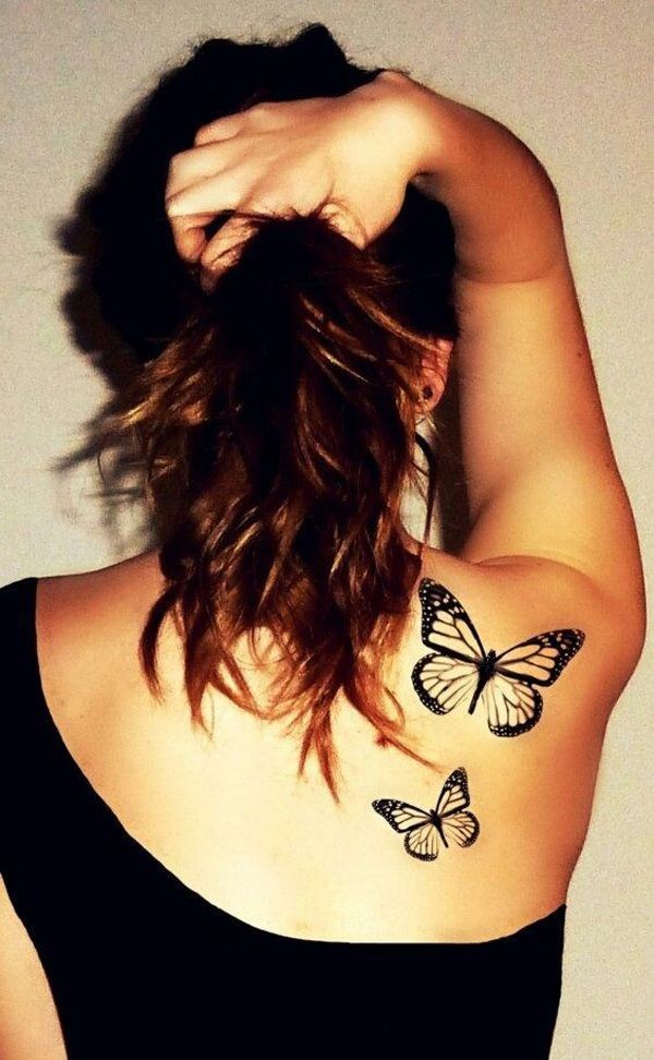 点击大图看下一张：一组女人肩部图腾蝴蝶纹身图片由纹身520图库推荐图2