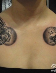 一幅女人肩背对称燕子纹身图片