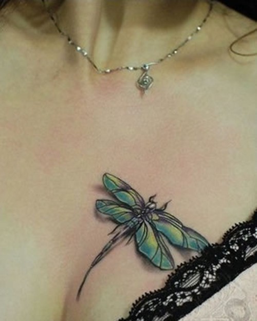 点击大图看下一张：小巧时尚的蜻蜓图案纹身图6