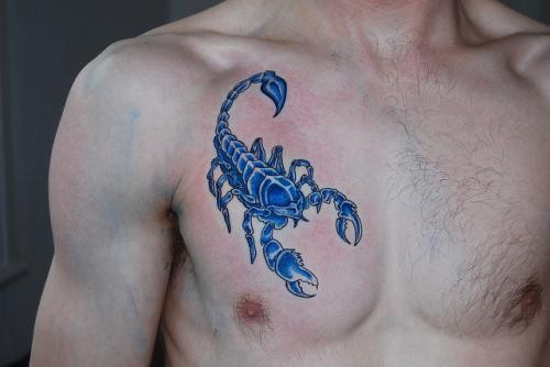 点击大图看下一张：胸部霸气的蝎子纹身图2
