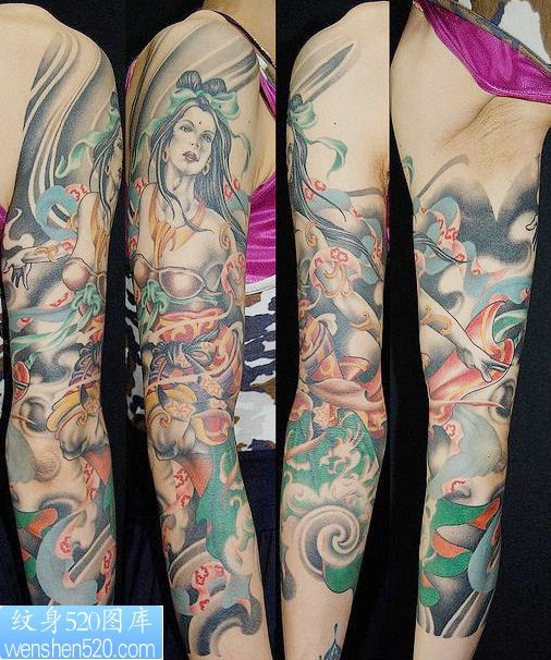 点击大图看下一张：美女人物纹身花臂纹身