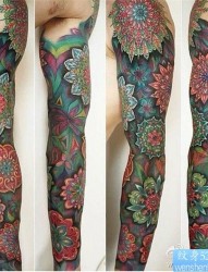 彩色花臂纹身图案