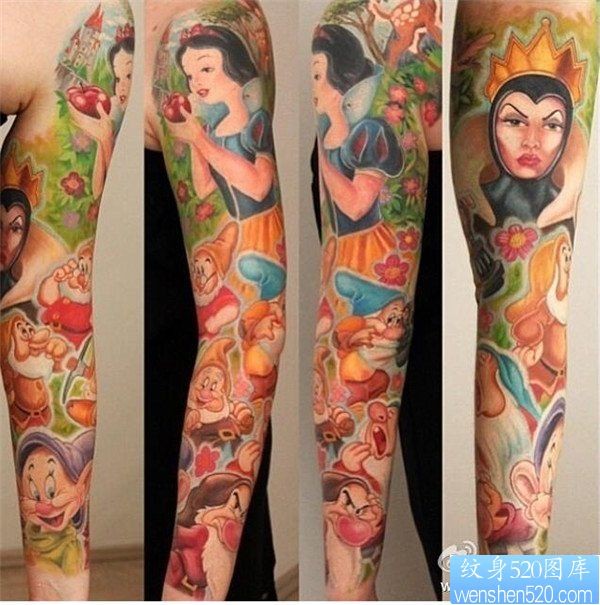 点击大图看下一张：白雪公主花臂纹身图案