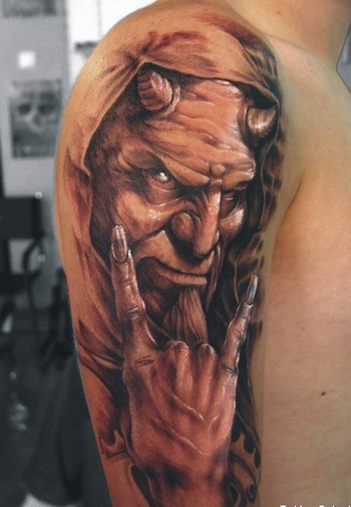 点击大图看下一张：时尚个性鬼面纹身图7