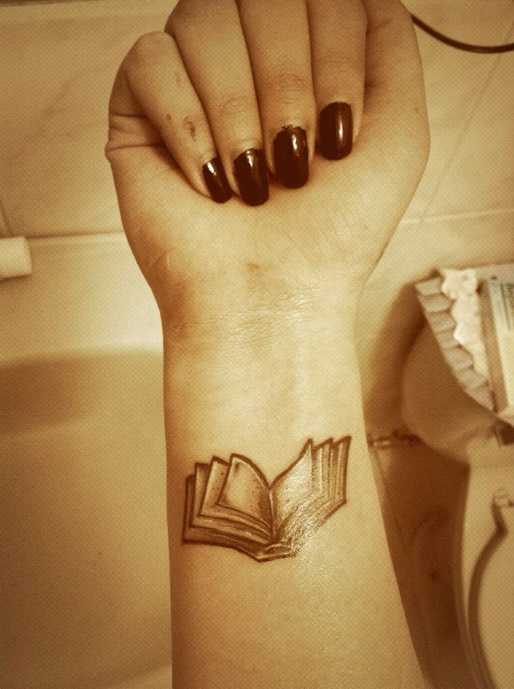 点击大图看下一张：手腕上小小的书本纹身