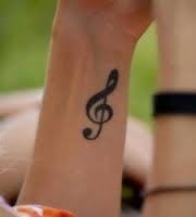 点击大图看下一张：手腕上漂亮简单的音符纹身