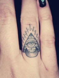 手指上漂亮的眼睛纹身