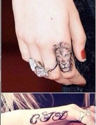 手指狮子纹身图案