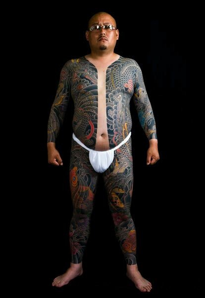 点击大图看下一张：男士日本风格全身彩色纹身图案图2