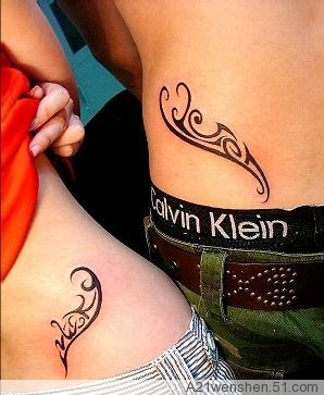 点击大图看下一张：男女背部情侣蓝色羽翼刺青图案图15