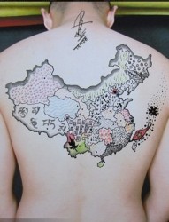 个性中国地图刺青