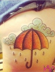 女生个性雨伞纹身图案