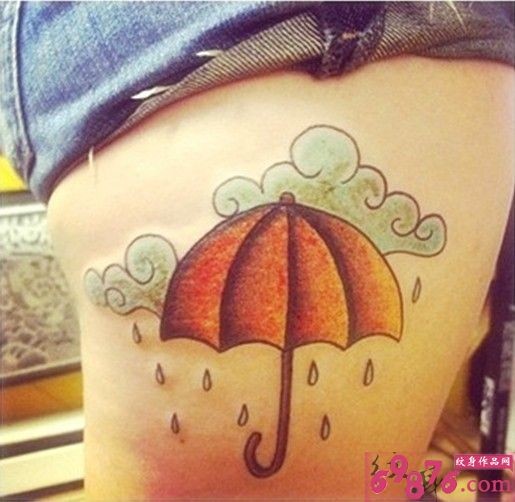 点击大图看下一张：女生个性雨伞纹身图案