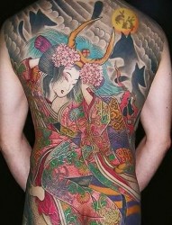 大满背日本艺伎和服ribenyijihefu纹身图案