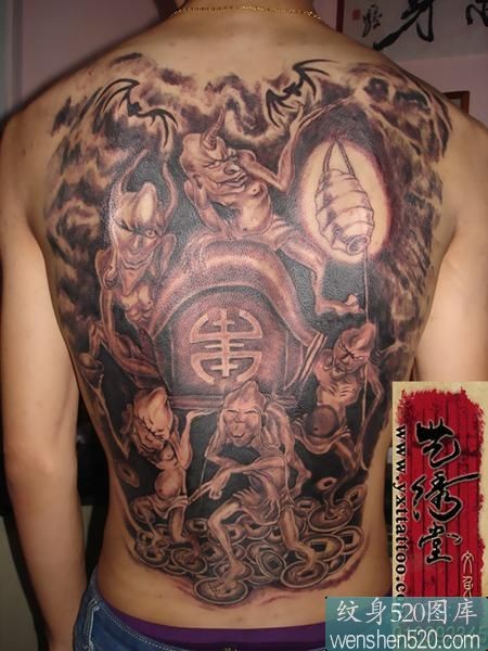 点击大图看下一张：日本风格满背鬼纹身图片-艺秀堂作品