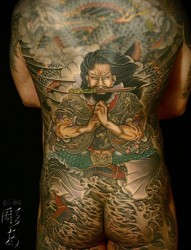 日式满背武士纹身图案图案