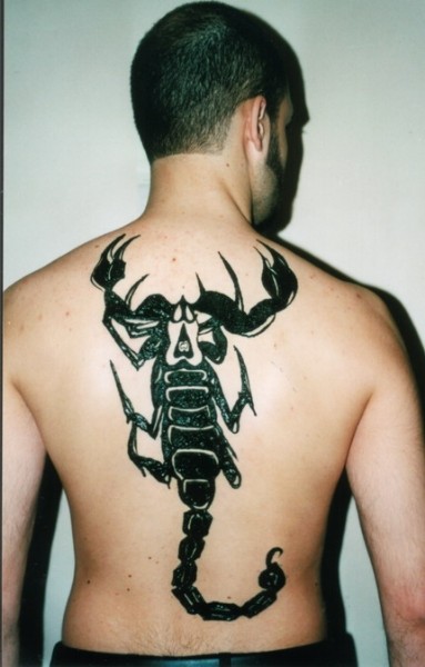 点击大图看下一张：背部时尚帅气的蝎子图腾
