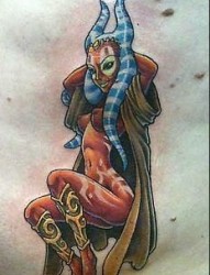 腹部纹身图片腹部彩色欧美恶魔纹身图片纹身作品