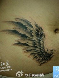 女性腹部疤痕遮盖—翅膀纹身图片