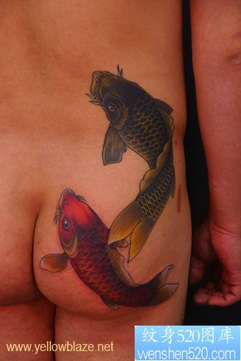 点击大图看下一张：经典锦鲤鲤鱼纹身图片—黄炎图片