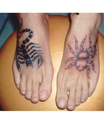 点击大图看下一张：男女腿部情侣黑白星形纹身图案图5