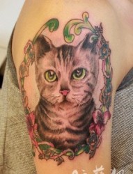 超惹人爱猫咪纹身图