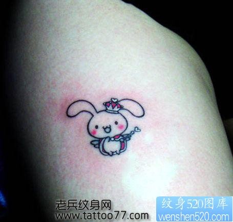 点击大图看下一张：超可爱的美女腿部小兔子纹身图片