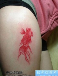 美女腿部小金鱼纹身图片