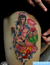 纹身520图库推荐一幅女人大腿纹身图片