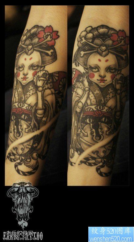 点击大图看下一张:腿部个性傀儡娃娃纹身图案