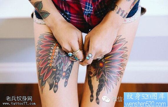点击大图看下一张：女人性感纹身部位之十大腿纹身图案