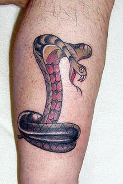 点击大图看下一张：小腿部个性时尚的蛇纹身图3