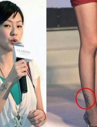 台湾明星小S腿部右侧个性刺青图案