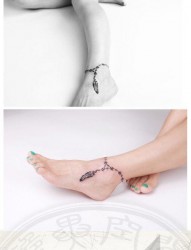女人脚腕时尚的脚链纹身图片
