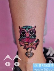 彩色猫头鹰纹身图案
