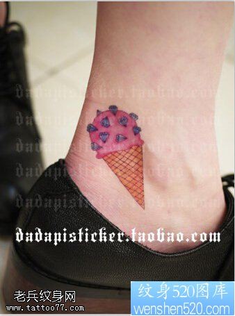 点击大图看下一张：脚踝卡通冰淇淋纹身图案