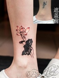 女人喜欢的腿部卡通小兔子纹身图片