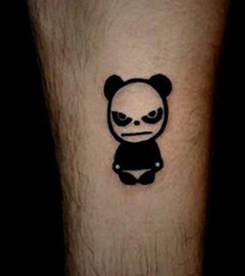 点击大图看下一张：可爱的小熊猫小腿纹身图3