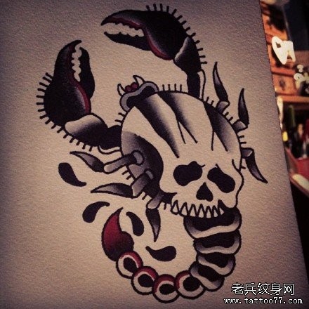 点击大图看下一张：小巧流行的一张蝎子纹身手稿