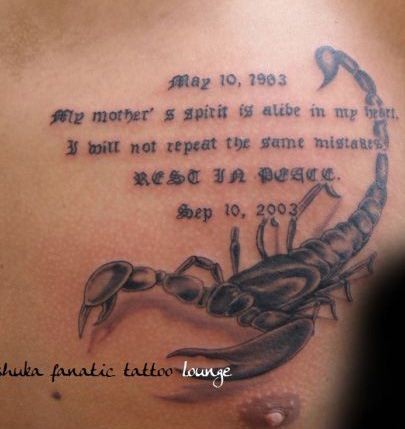 点击大图看下一张：蝎子英文纹身图案