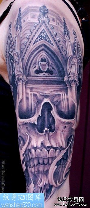 点击大图看下一张：大臂死神纹身图案由武汉最好的纹身店推荐
