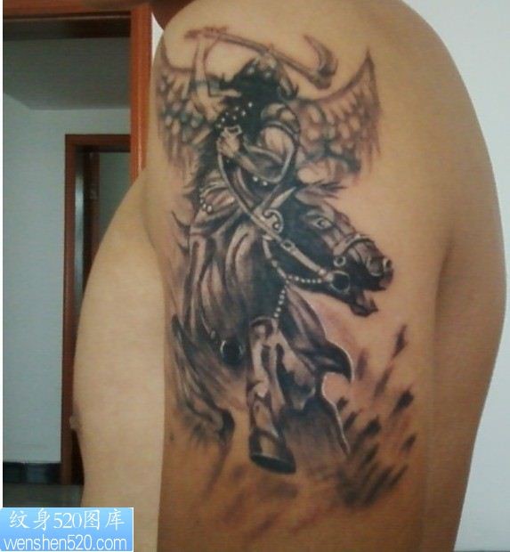 点击大图看下一张：南昌天使烙印纹身店作品：手臂死神纹身图案