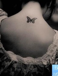 小清新背部蝴蝶纹身图案